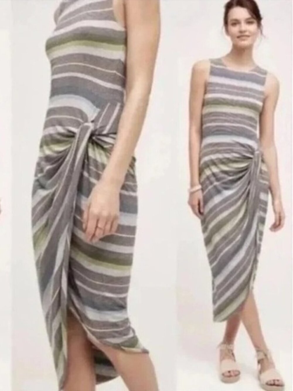 Bailey 44 Grey Multi Striped Midi Tank Dress PXS Summer Vacation